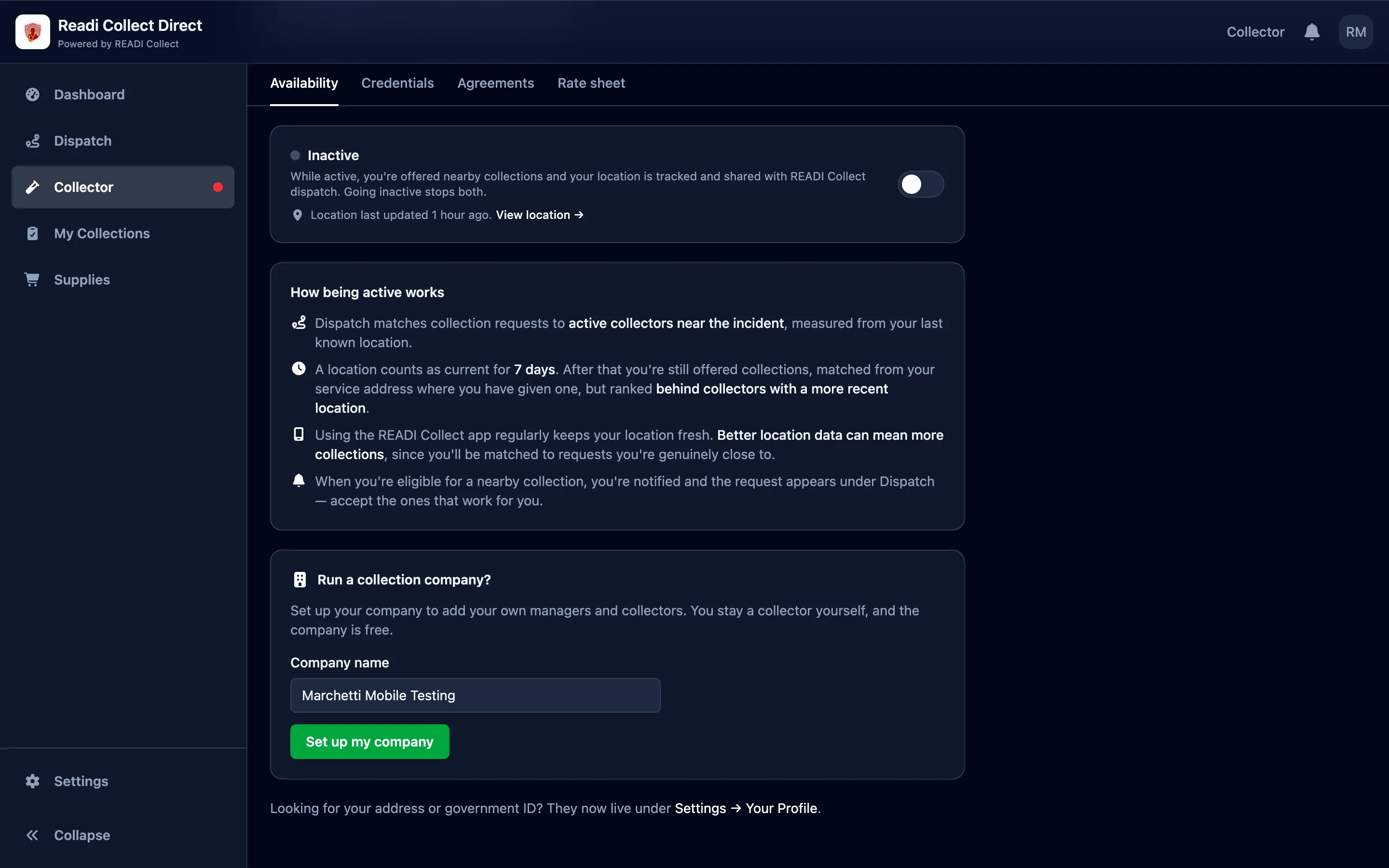 Enter your company name and click Set up my company