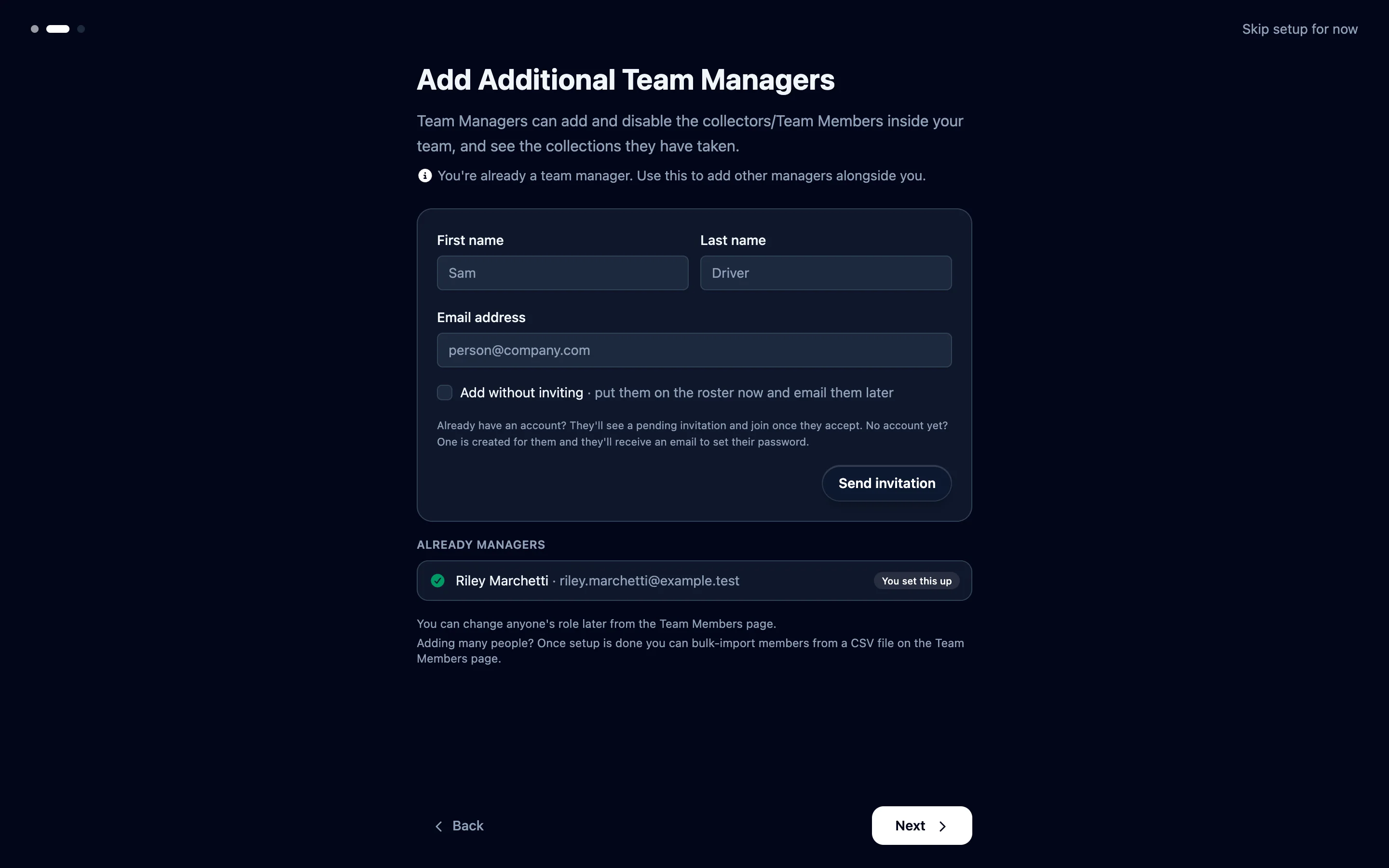 Add any other Team Managers
