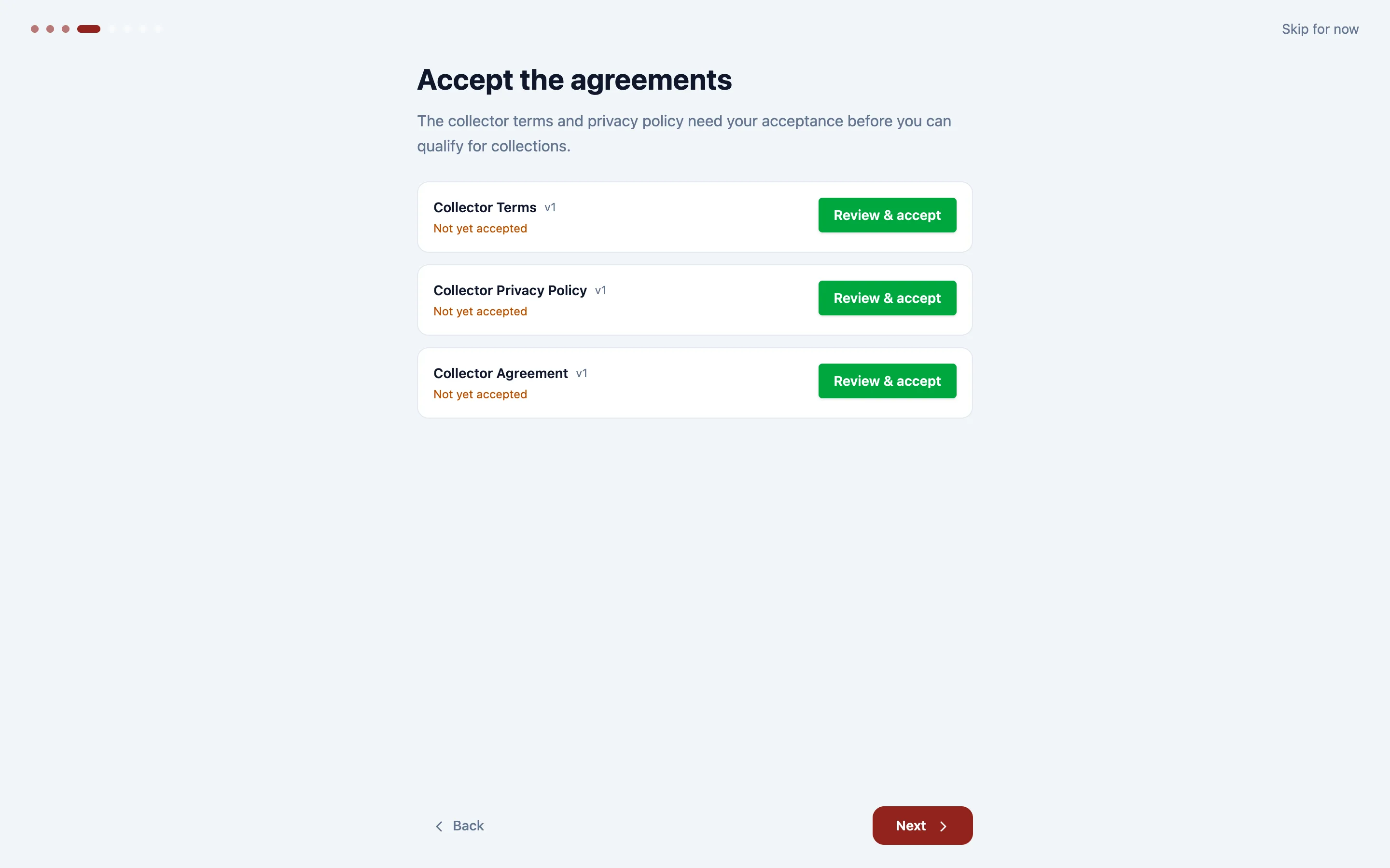 Click Review and accept on each agreement