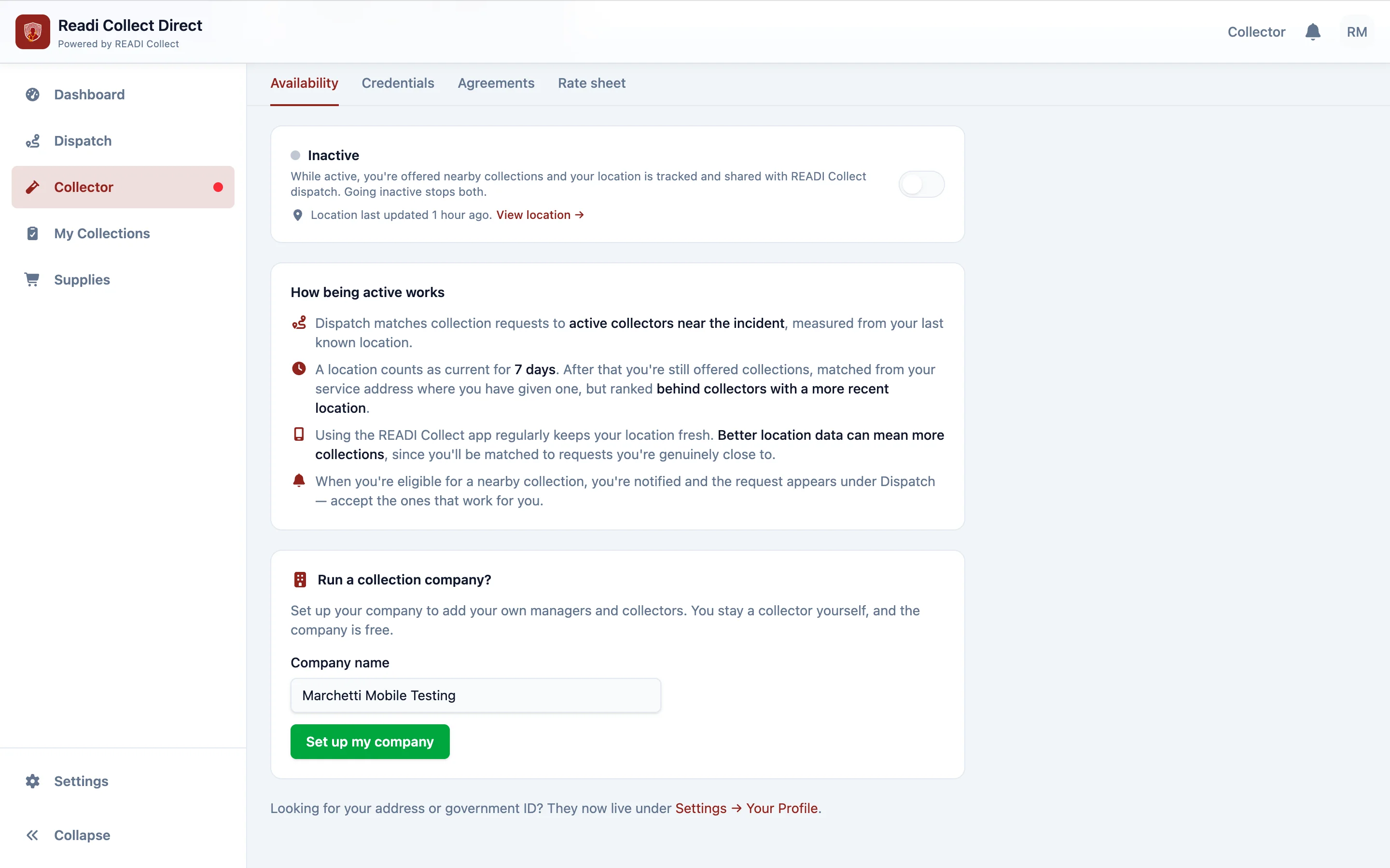Enter your company name and click Set up my company