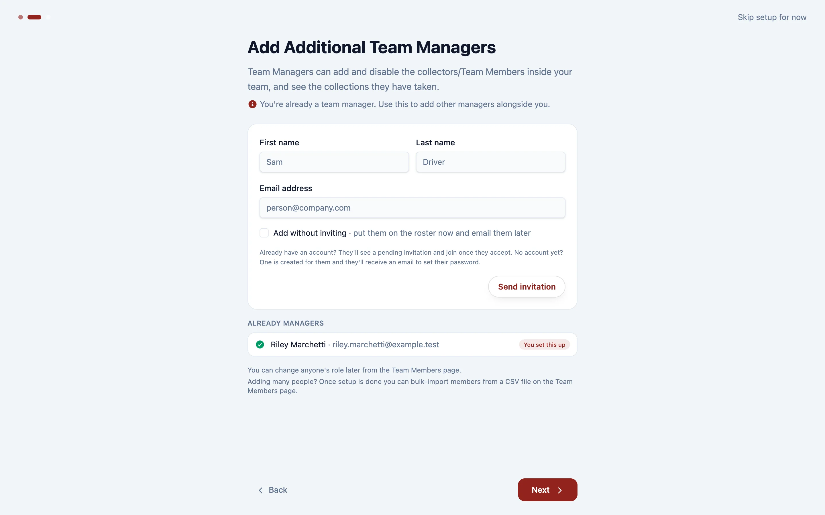 Add any other Team Managers
