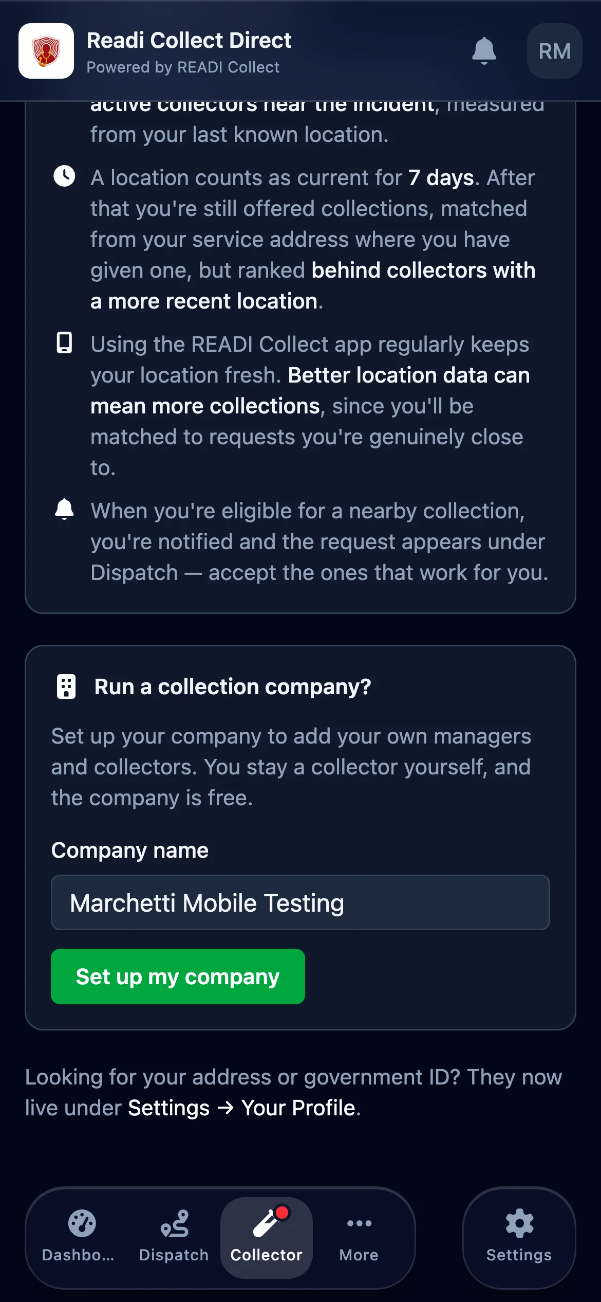 Enter your company name and click Set up my company