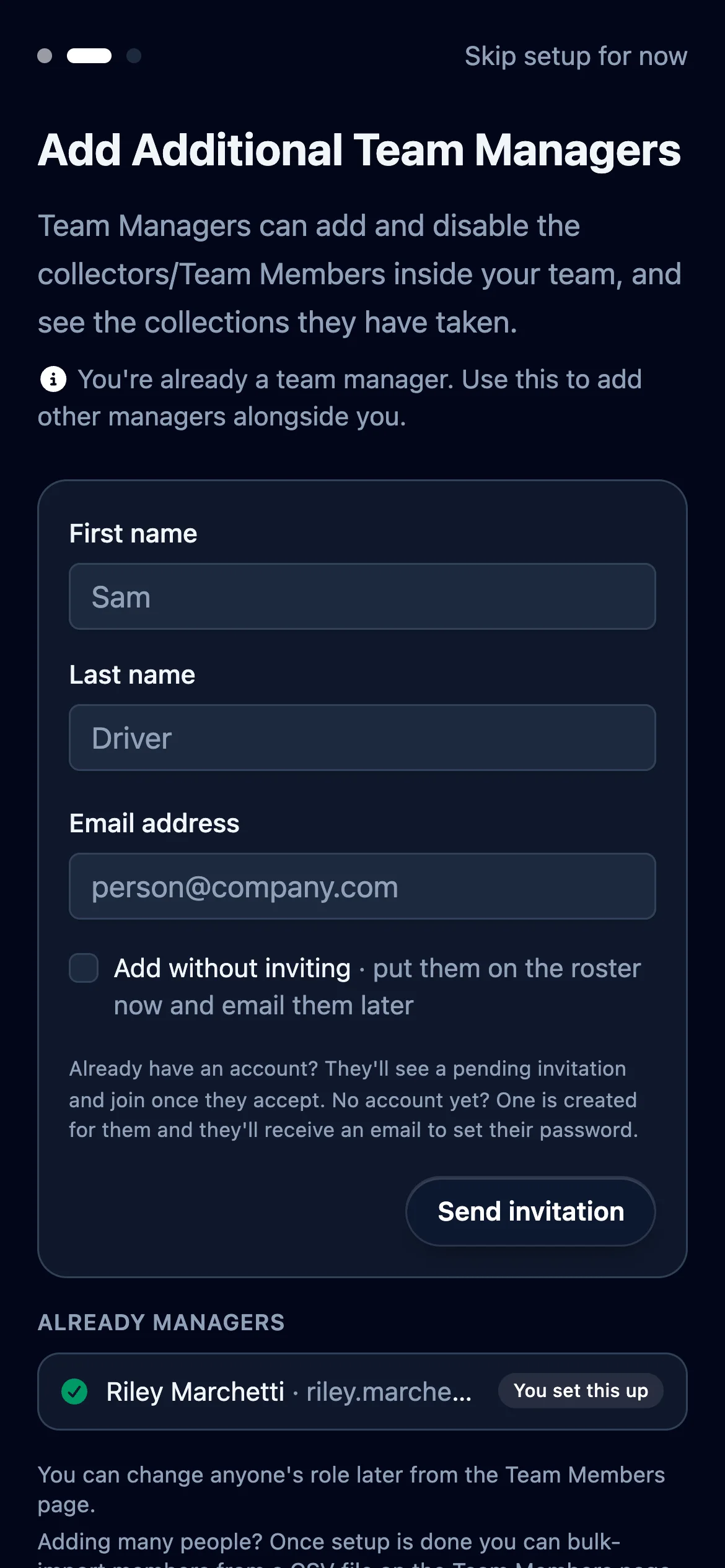 Add any other Team Managers