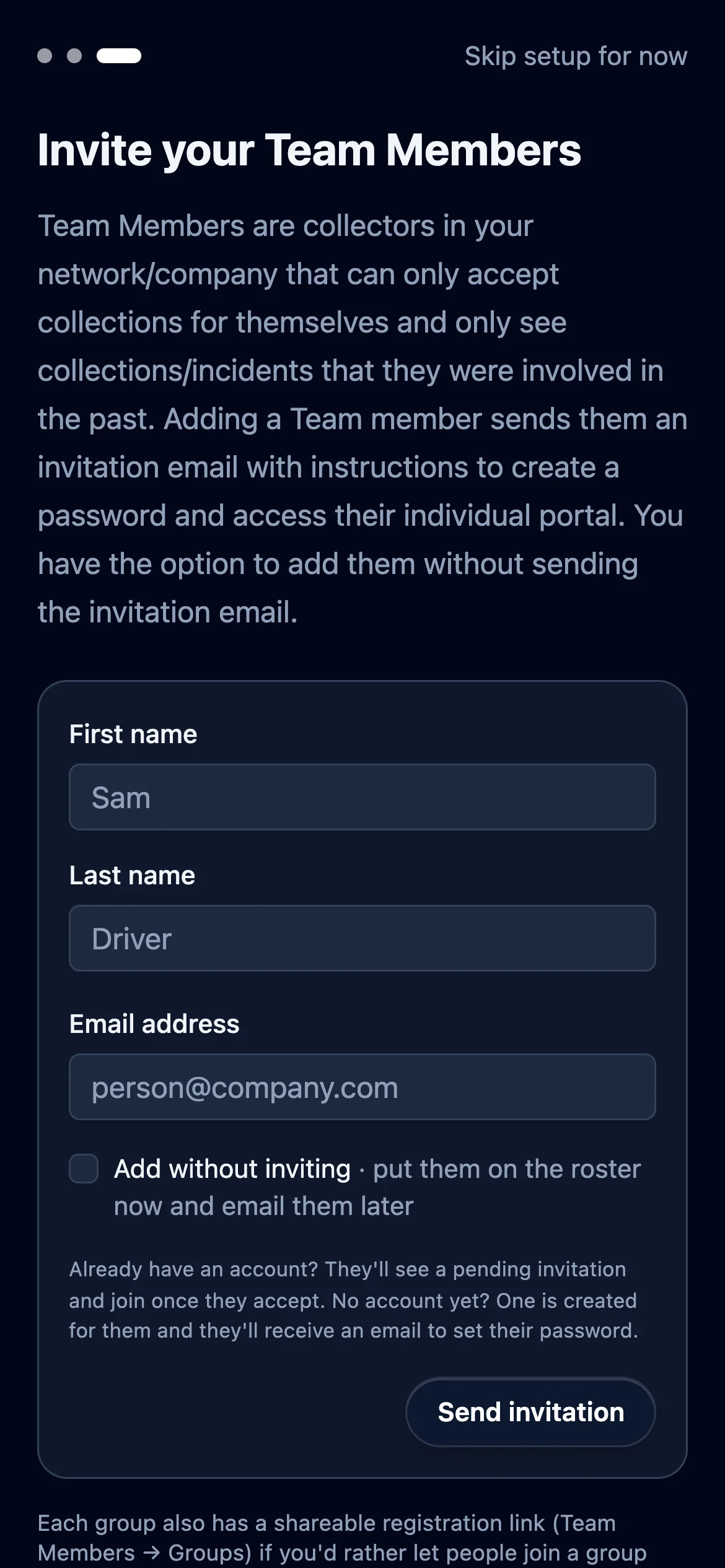 Invite your collectors as Team Members