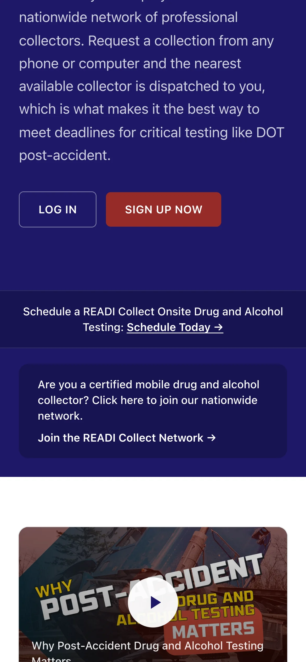 On readicollect.com, click Join the READI Collect Network