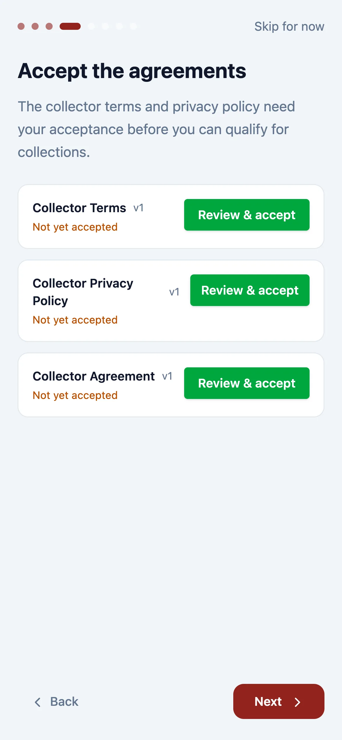Click Review and accept on each agreement