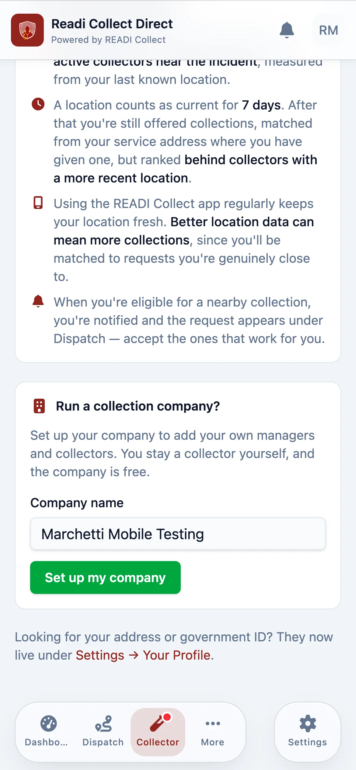 Enter your company name and click Set up my company