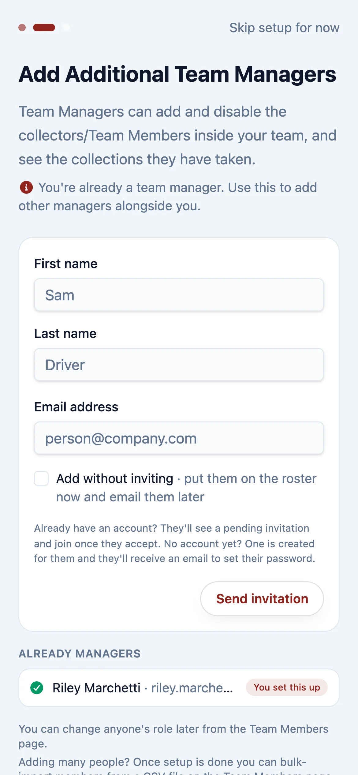 Add any other Team Managers