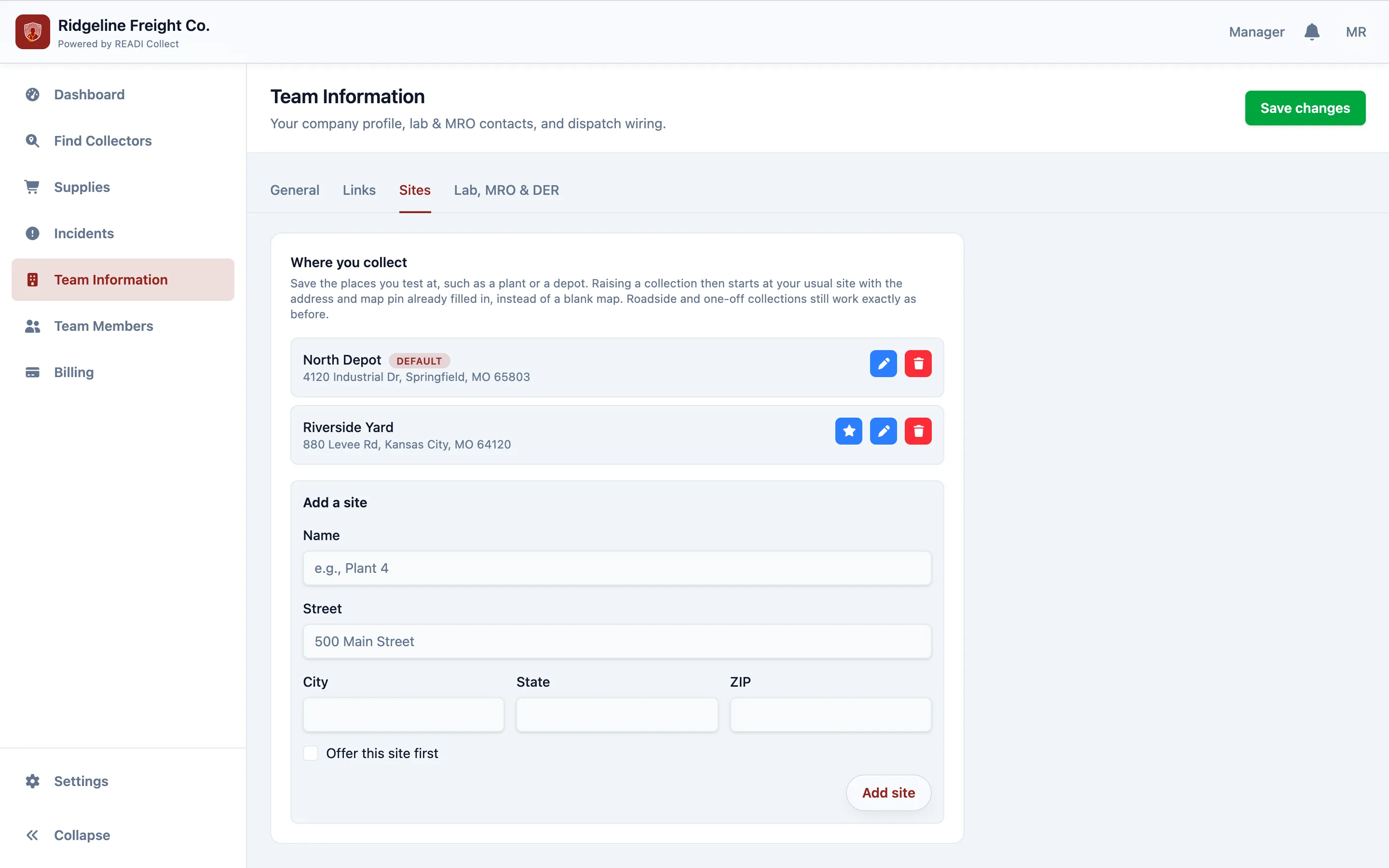 Click Sites and add where you collect