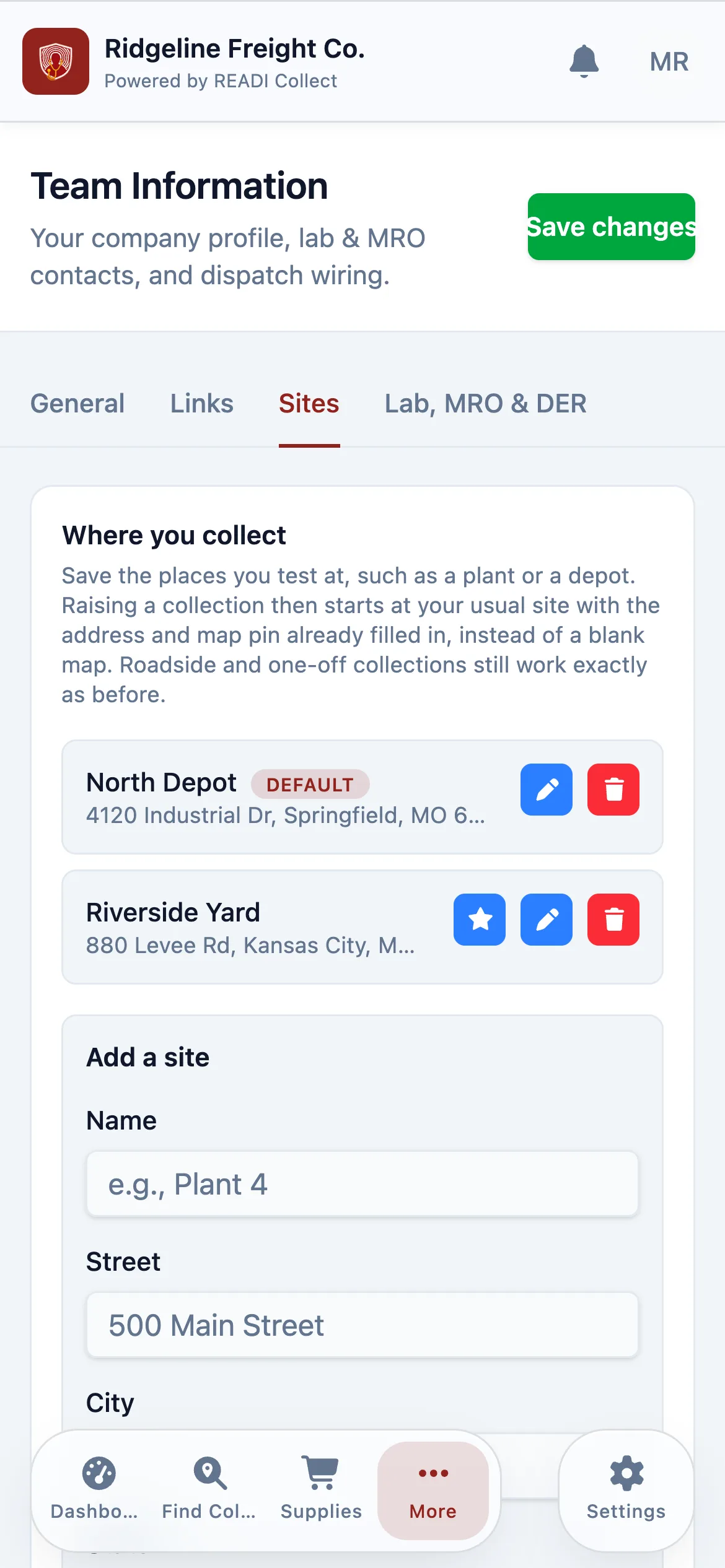 Click Sites and add where you collect