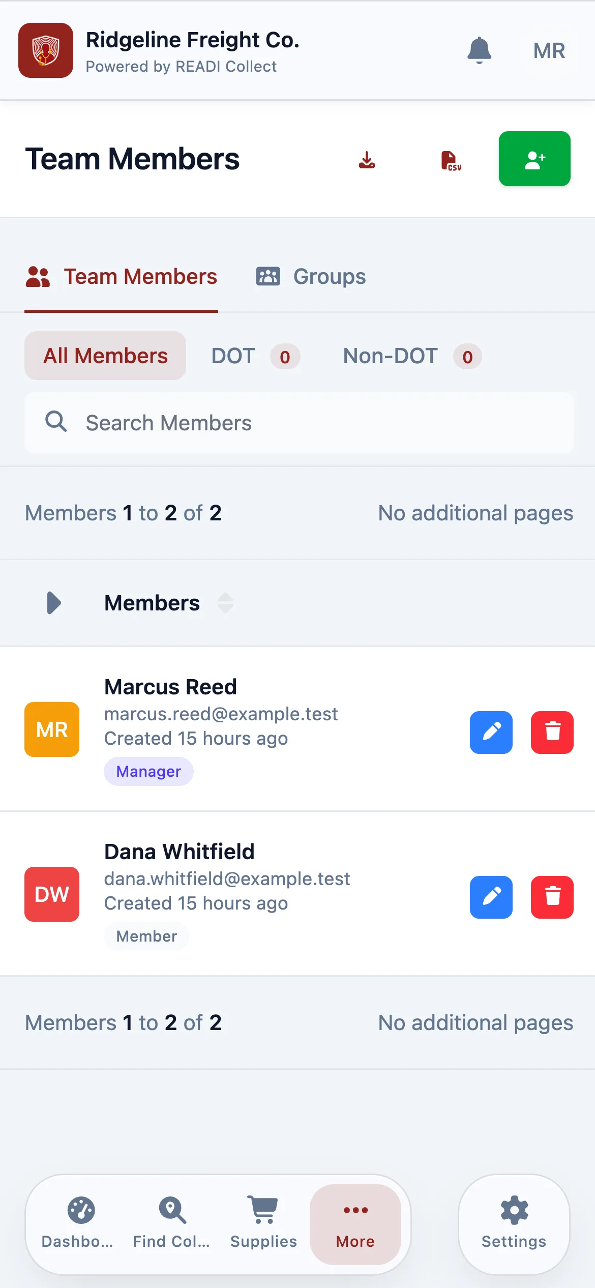 Click Team Members