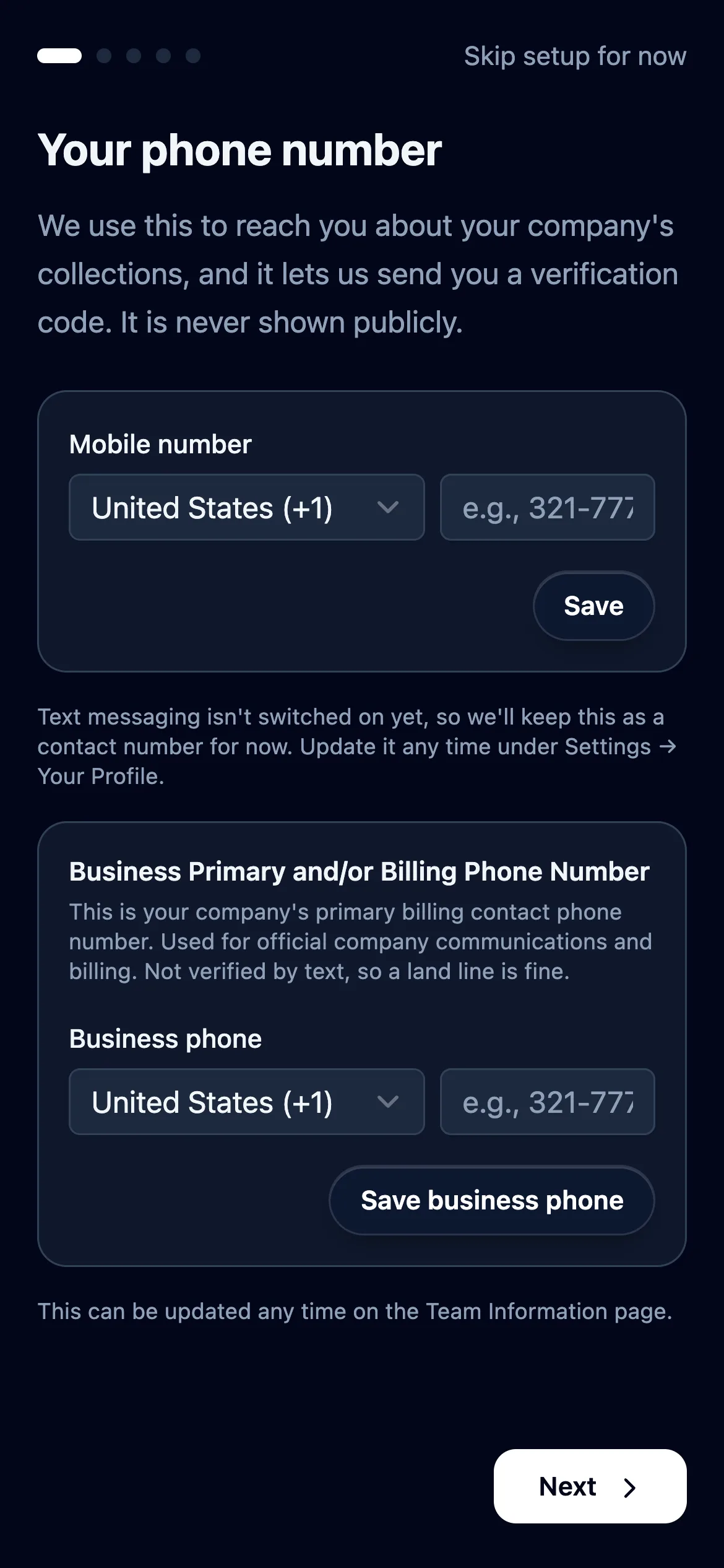 Add your phone number