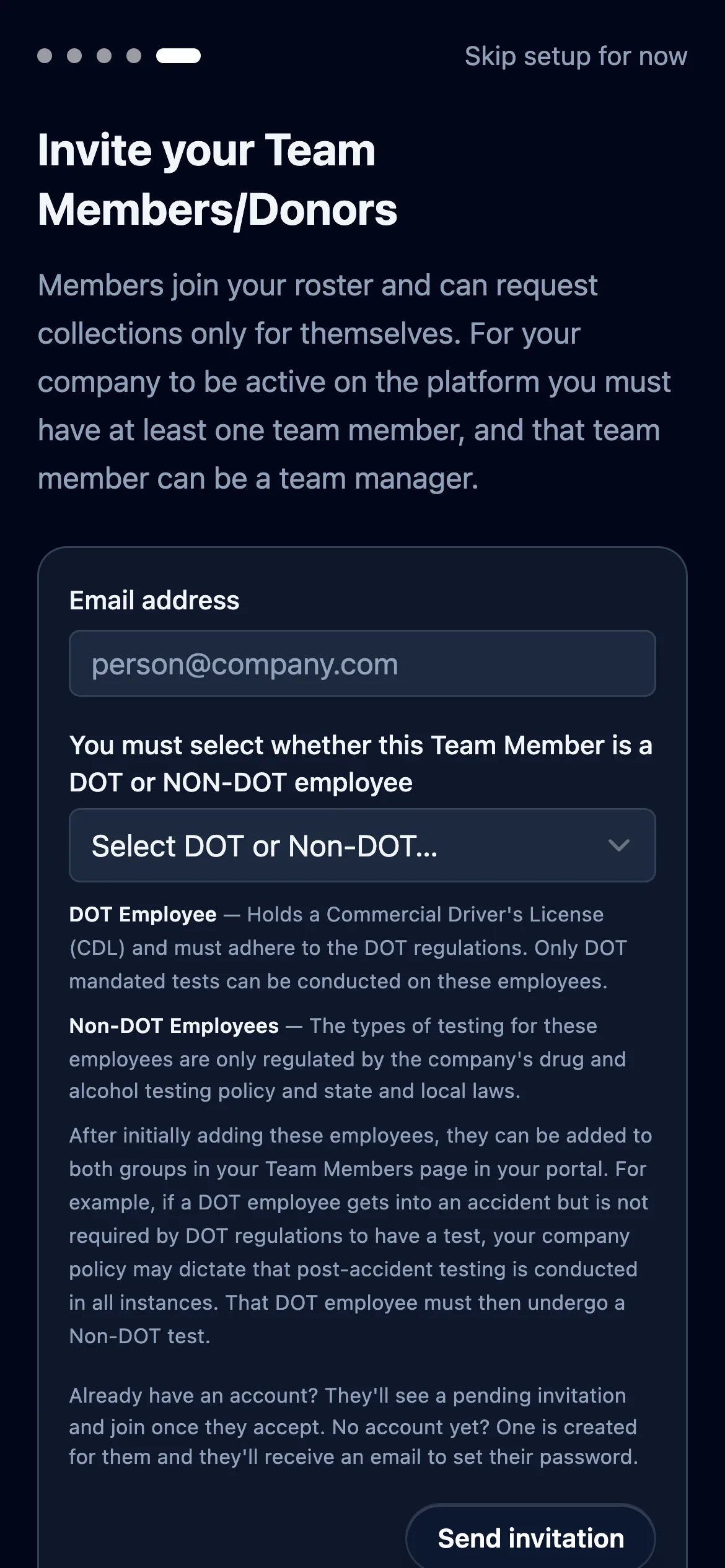 Invite the people who will be tested