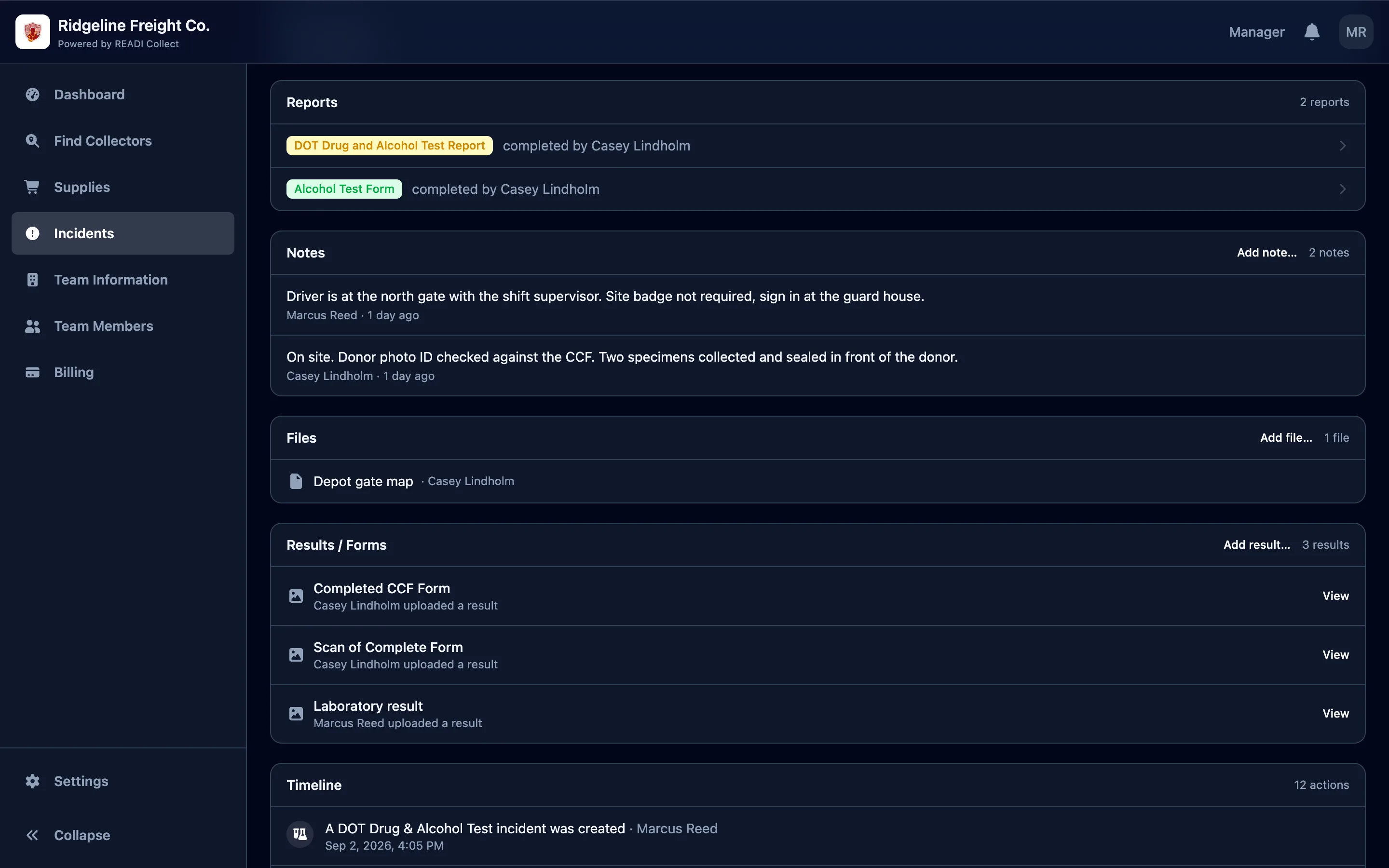 Open a report the collector filed