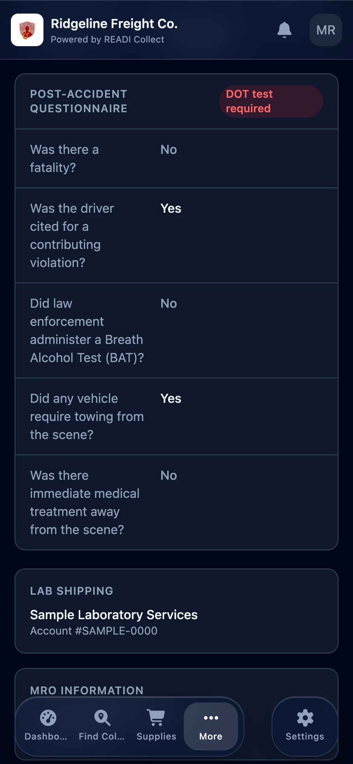 Check the post-accident answers