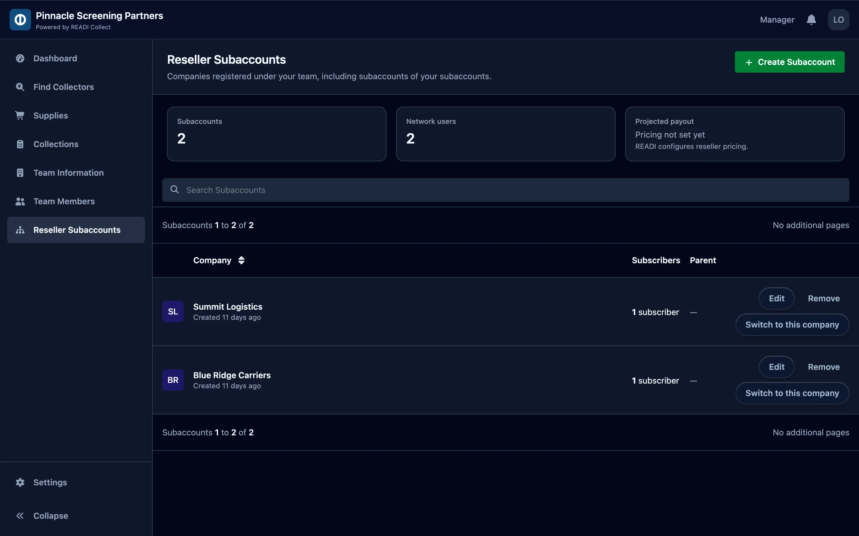 Find them under Reseller Subaccounts