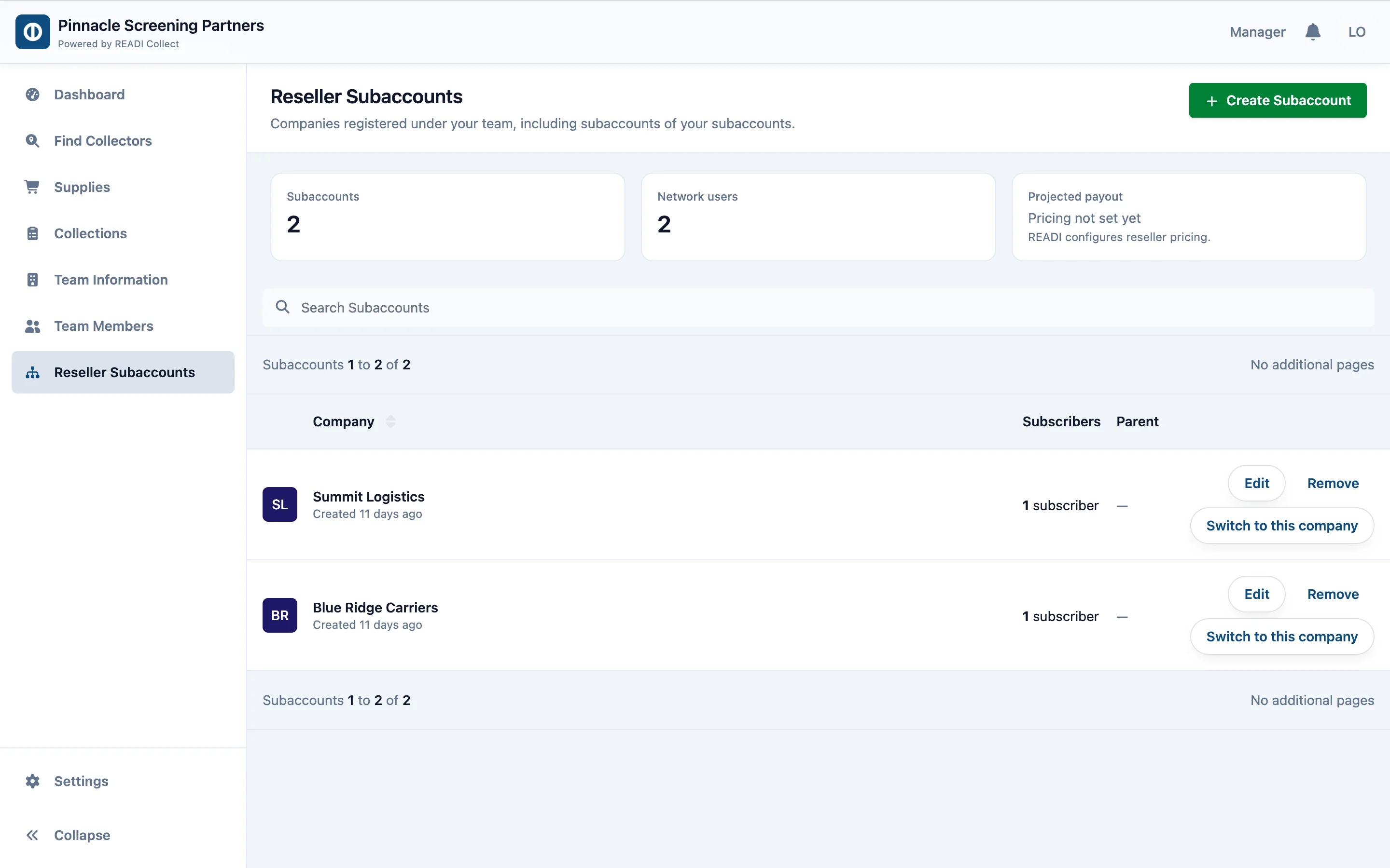 Find them under Reseller Subaccounts