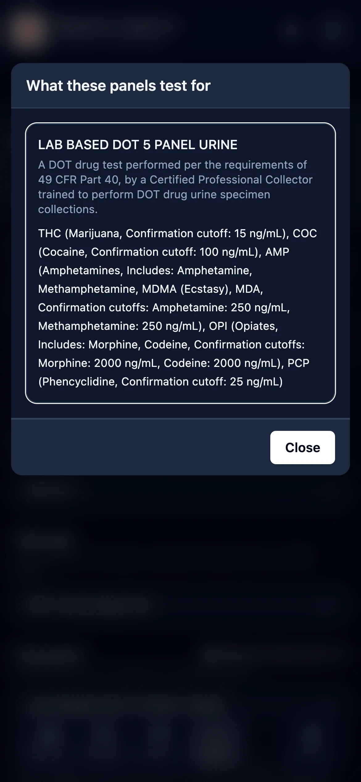 Click "What do these test for?" if you are unsure