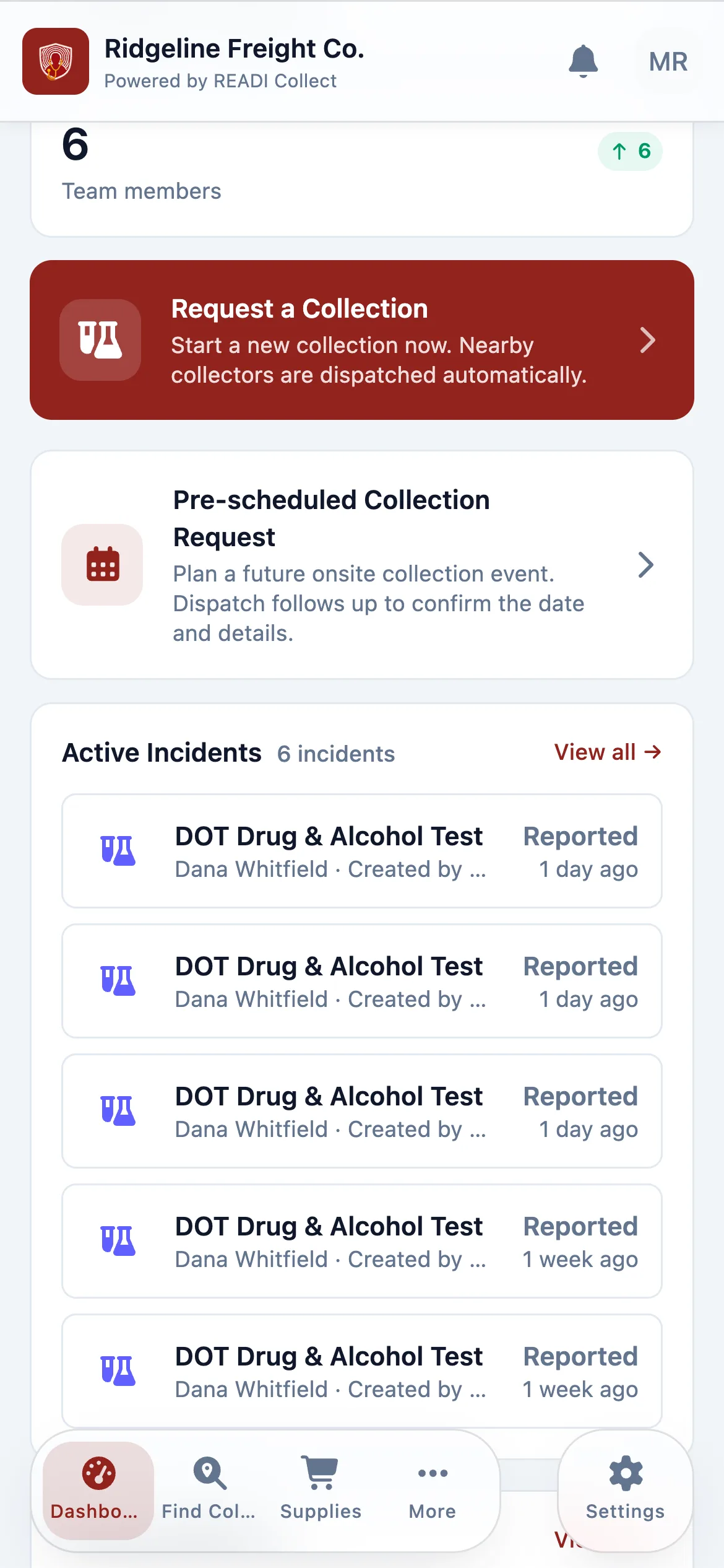 Click Request a Collection
