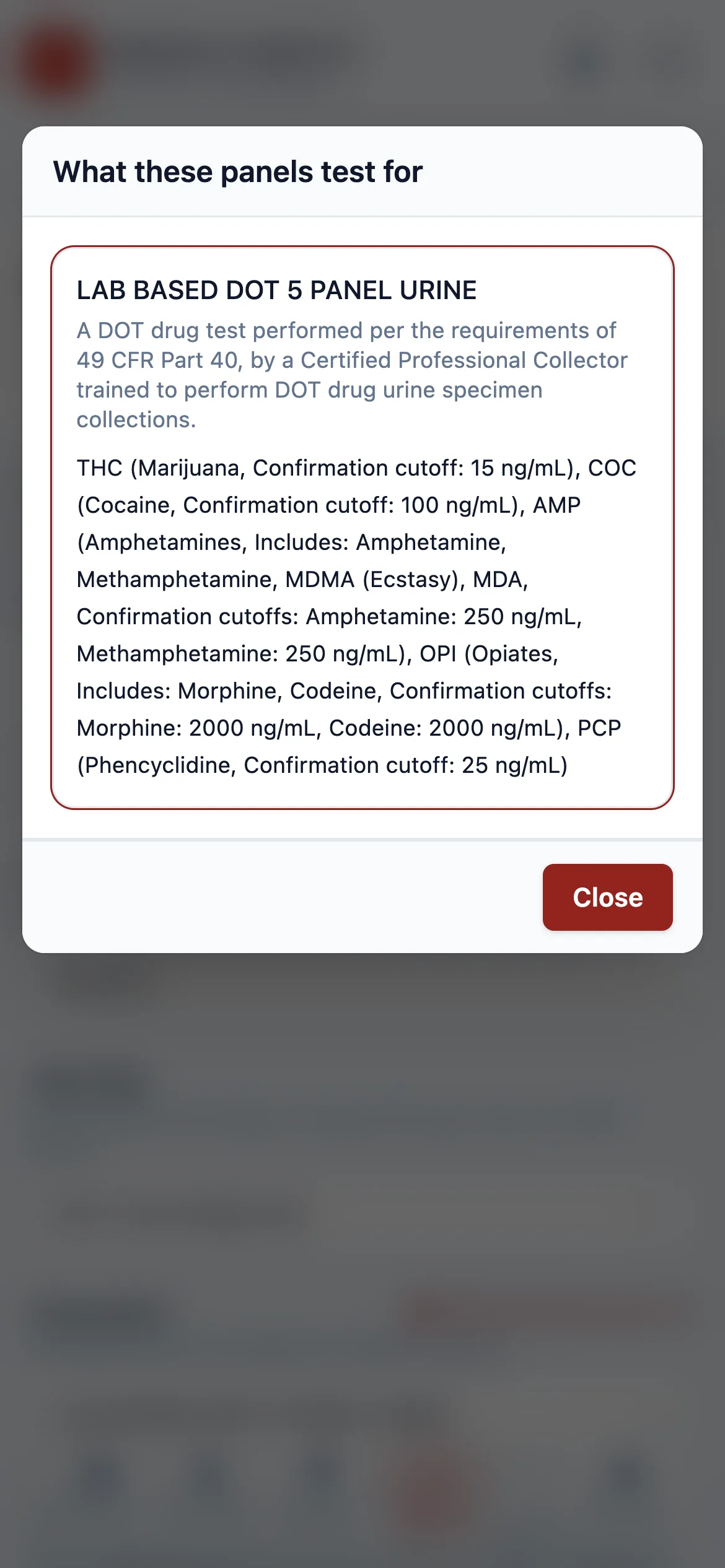 Click "What do these test for?" if you are unsure