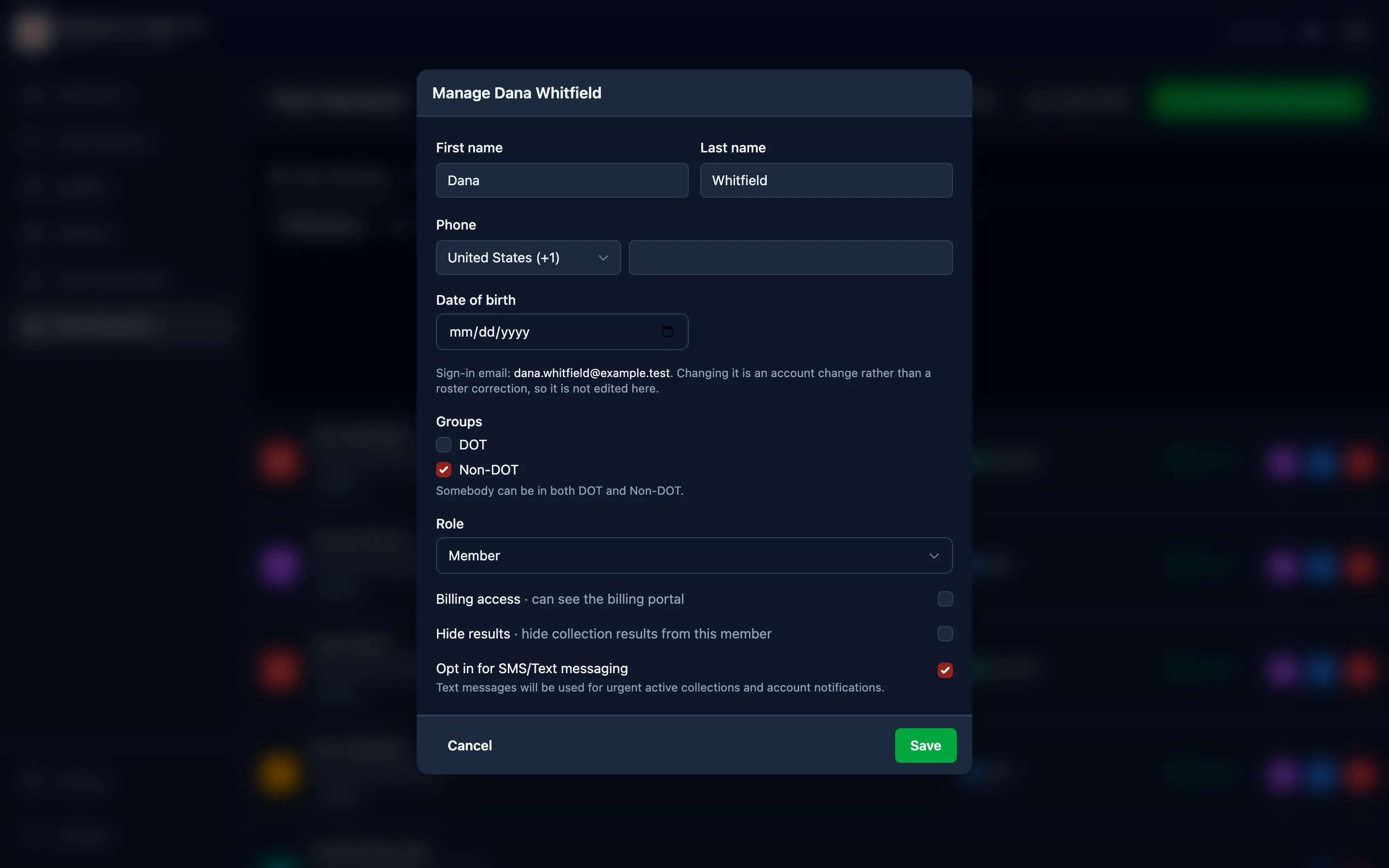Click the pencil to manage someone