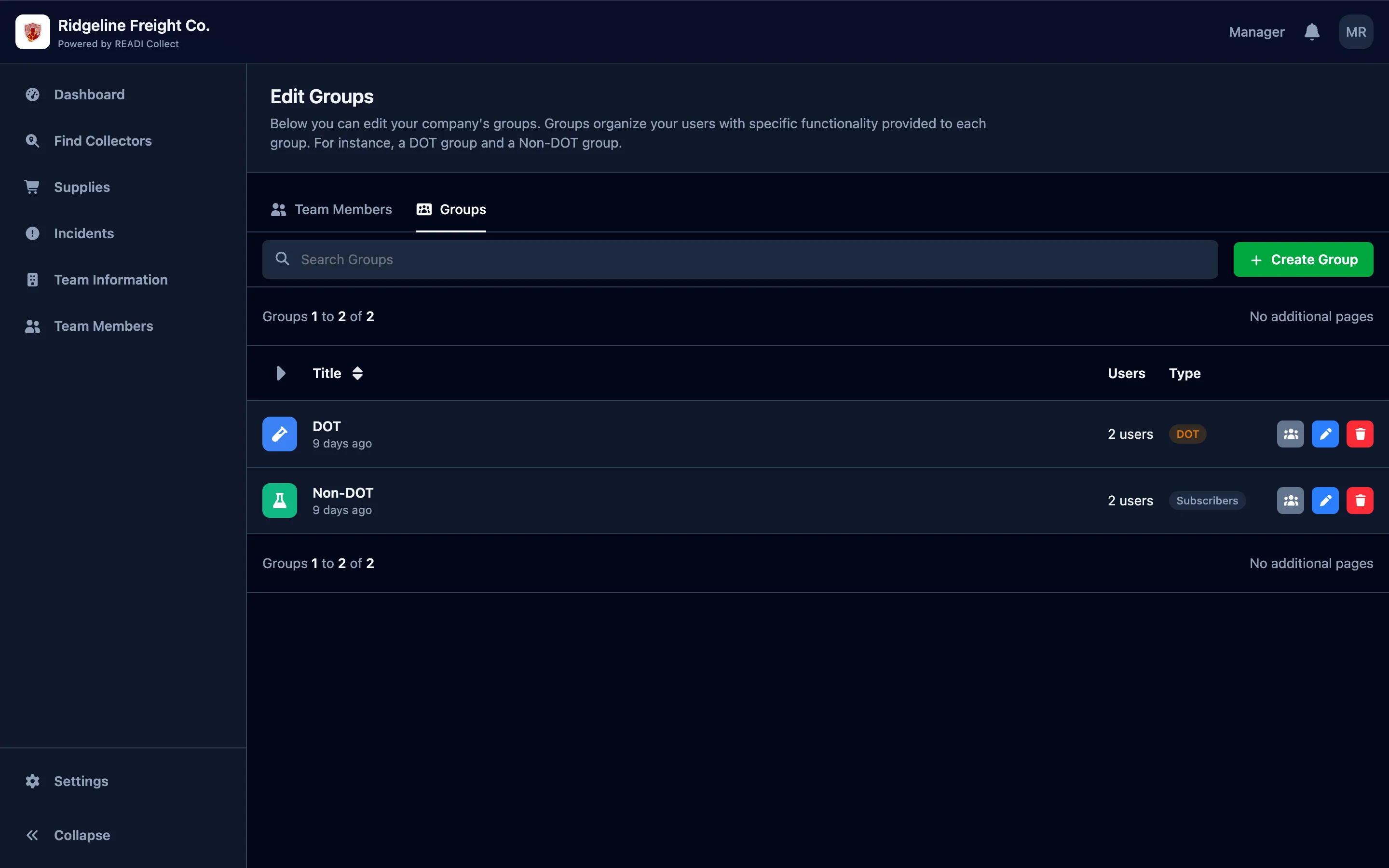 Click the Groups tab
