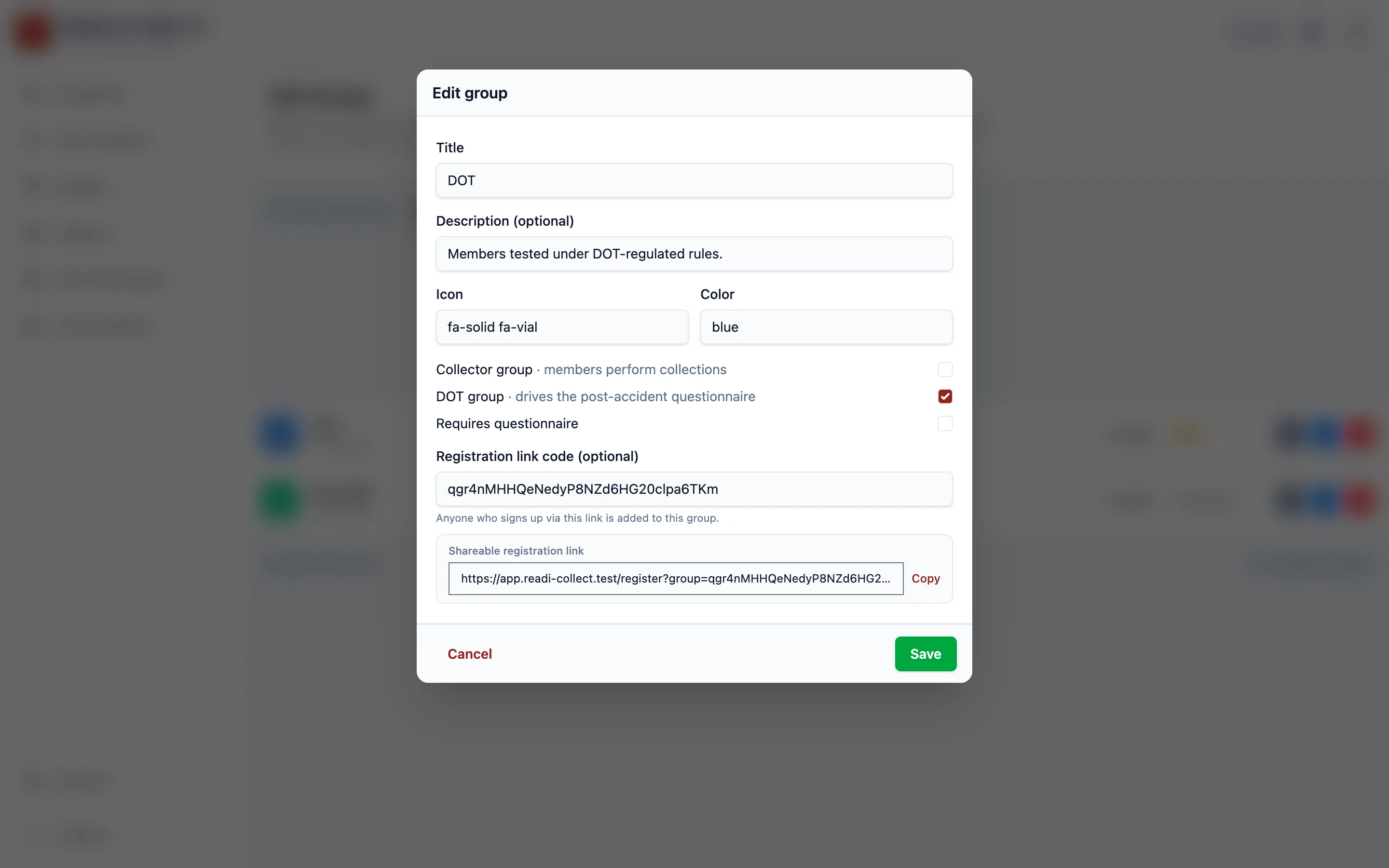 Copy the registration link