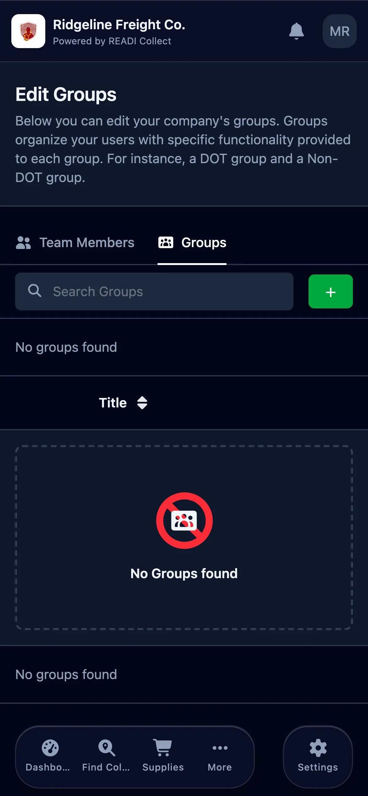 Click the Groups tab