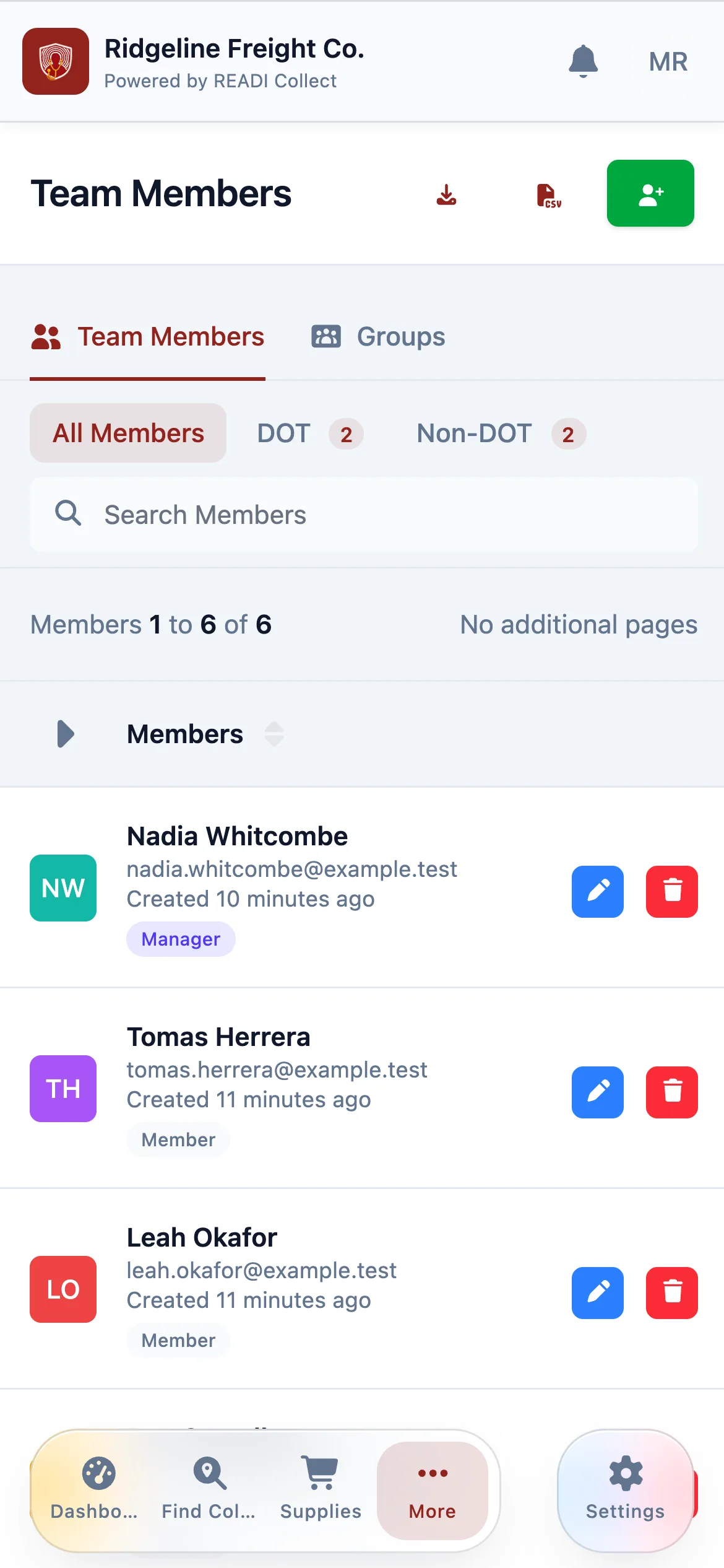 Click Team Members
