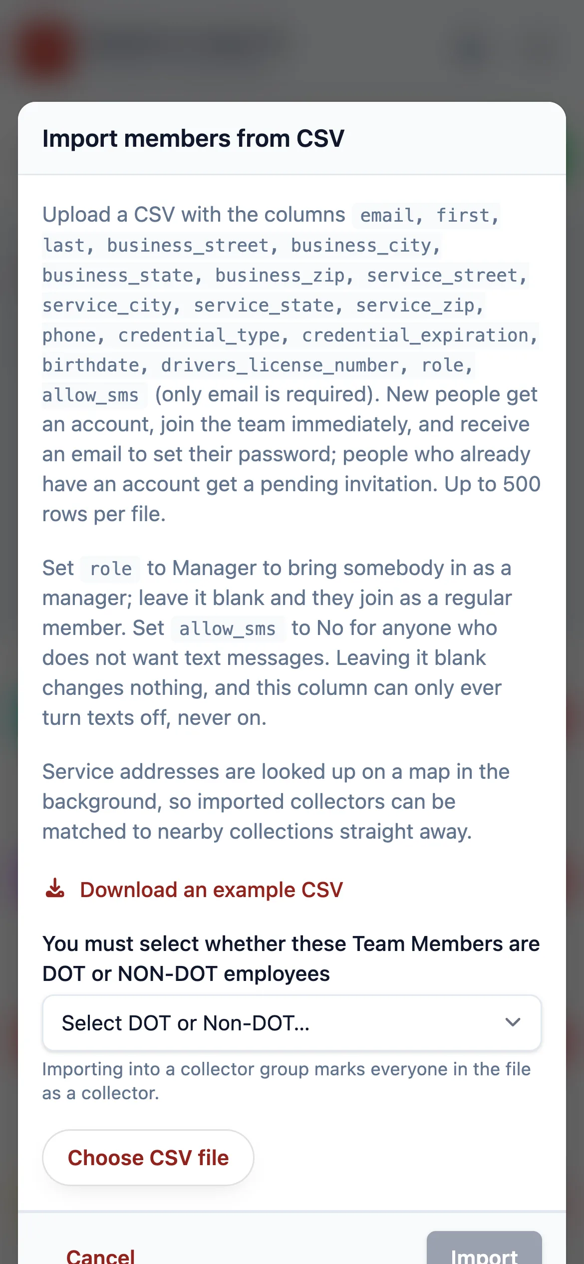Click Import CSV for a whole list