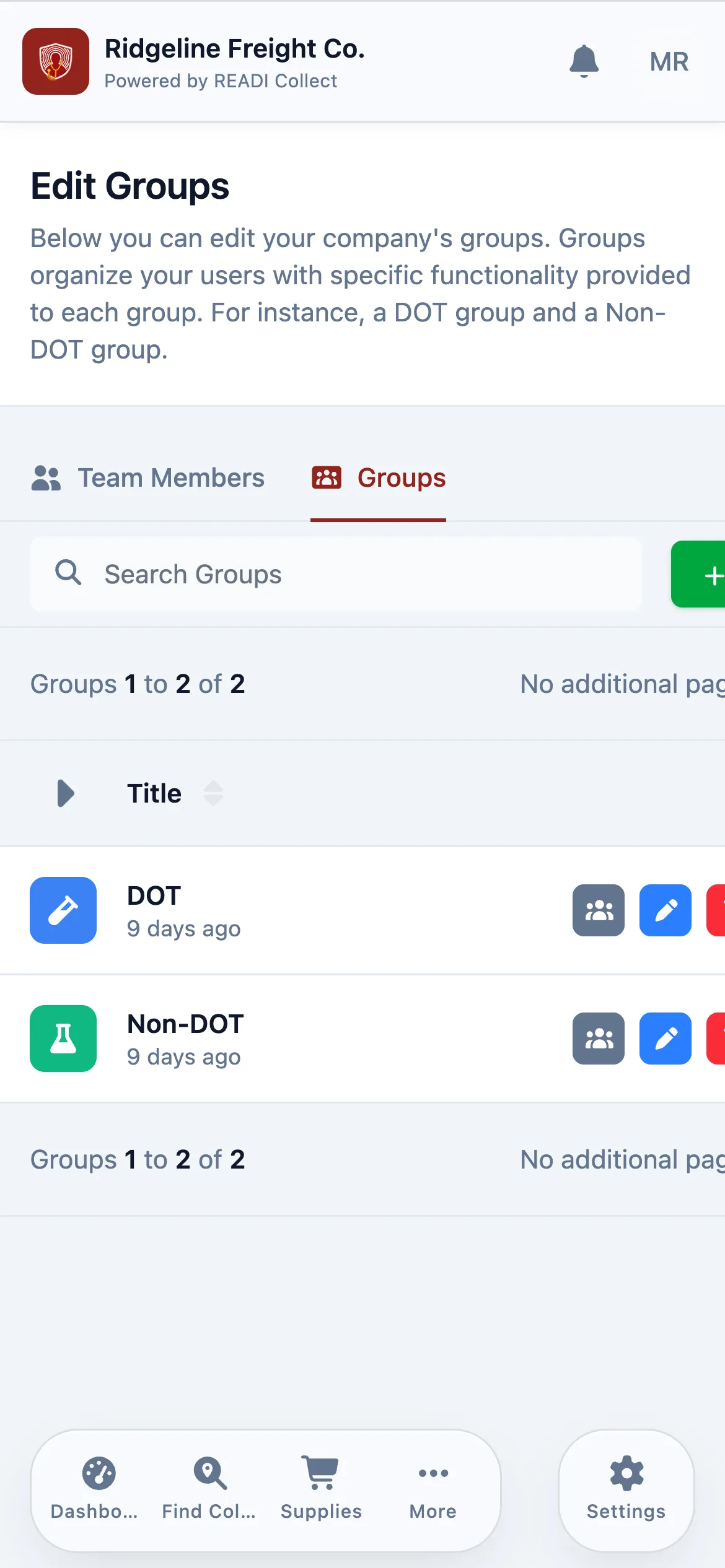 Click the Groups tab