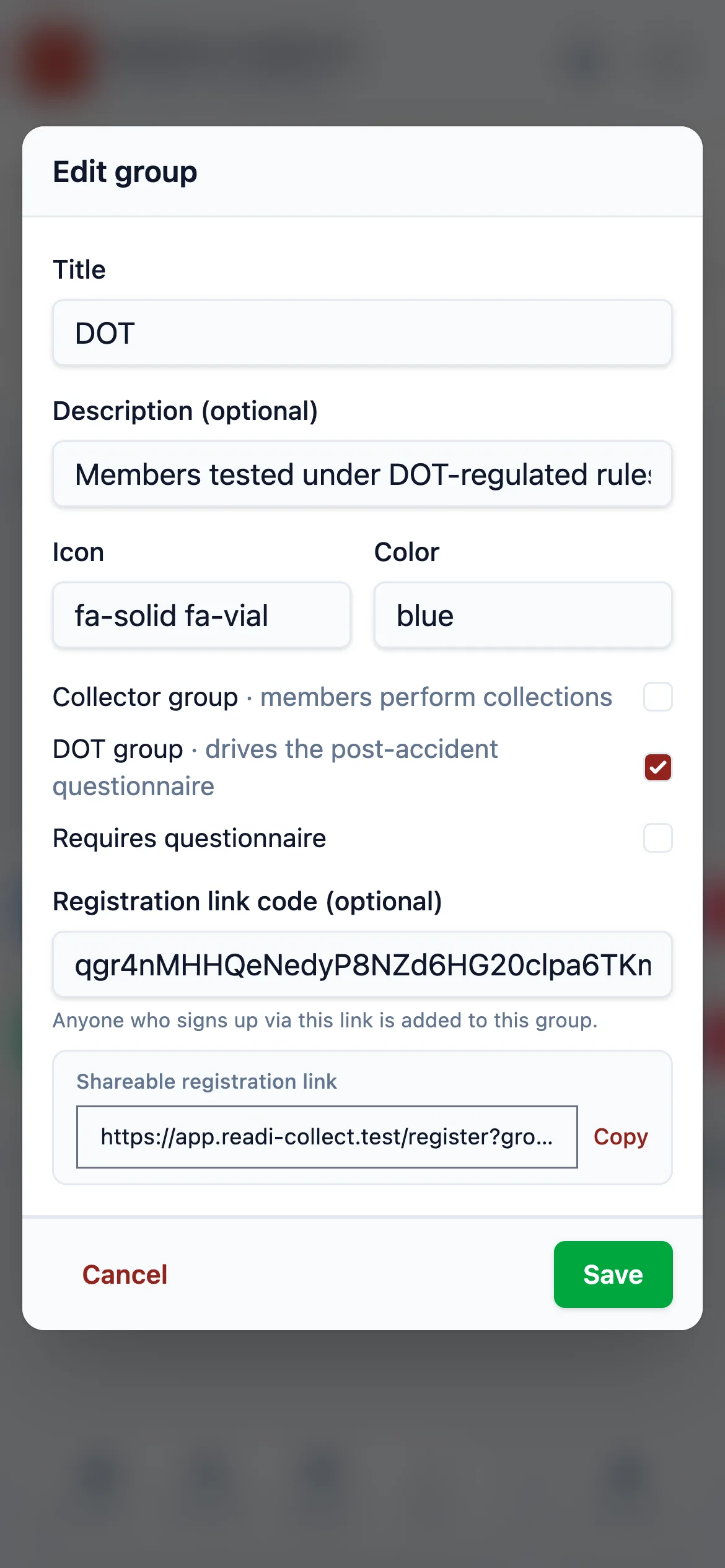 Copy the registration link